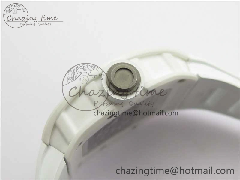 RM055 Ti White Ceramic ZF 1:1 Best Edition Skeleton Dial on White Rubber Strap NH05A