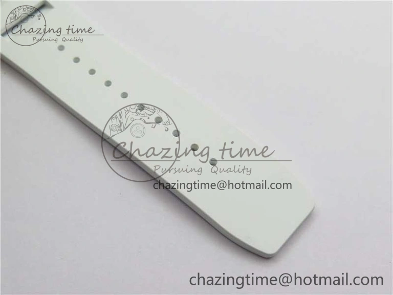 RM055 Ti White Ceramic ZF 1:1 Best Edition Skeleton Dial on White Rubber Strap NH05A