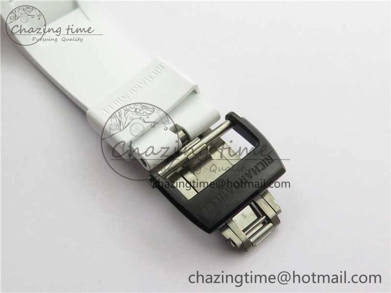 RM055 Ti White Ceramic ZF 1:1 Best Edition Skeleton Dial on White Rubber Strap NH05A