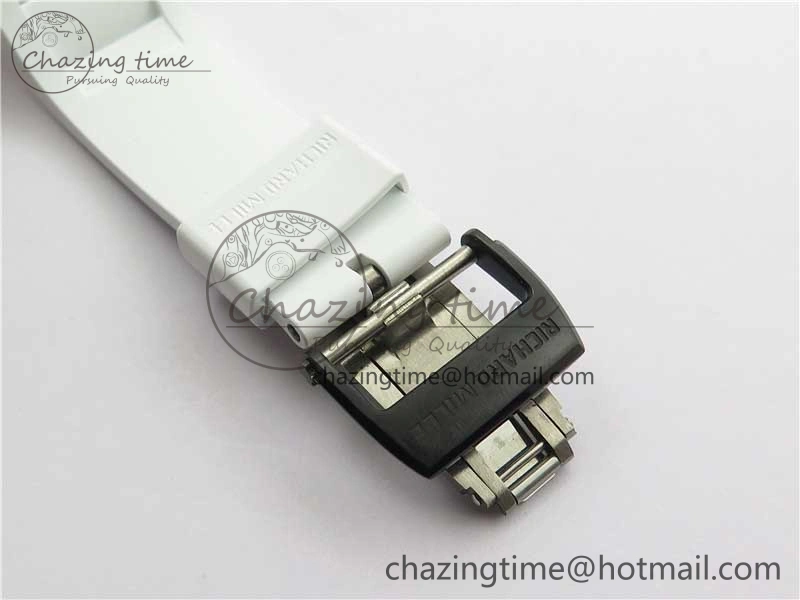 RM055 Ti White Ceramic ZF 1:1 Best Edition Skeleton Dial on White Rubber Strap NH05A