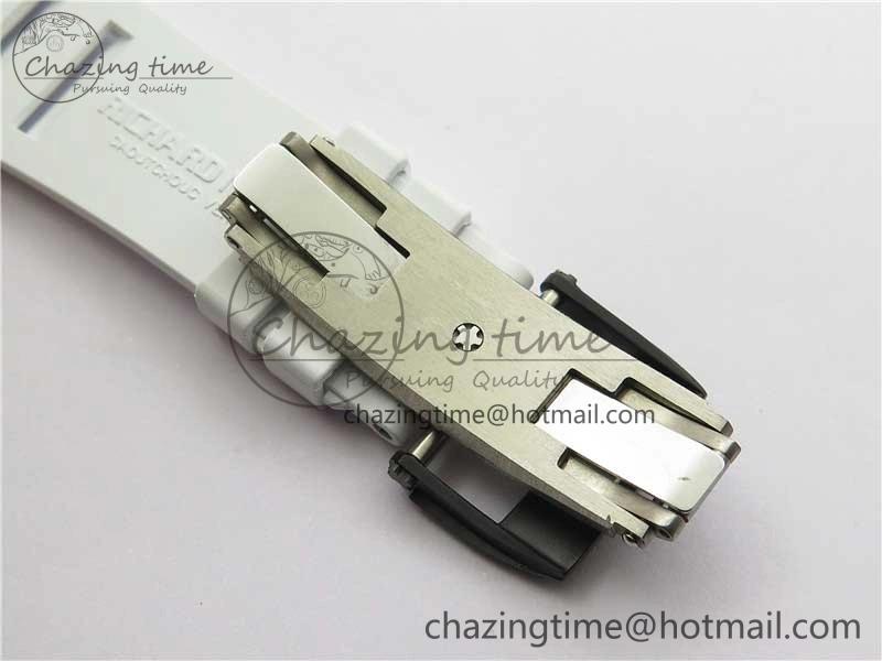 RM055 Ti White Ceramic ZF 1:1 Best Edition Skeleton Dial on White Rubber Strap NH05A