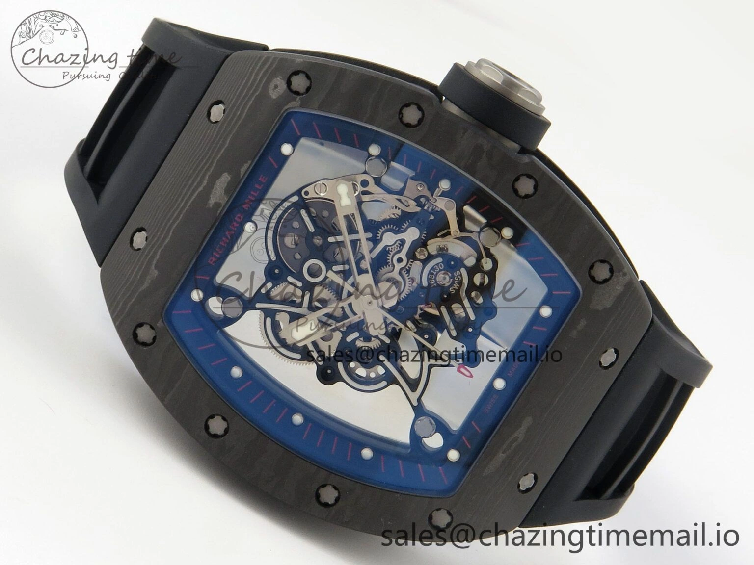 RM055 Ti NTPT KVF 1:1 Best Edition Black Red Inner Bezel Black Crown on Black Rubber Strap RMUL2 Super Clone