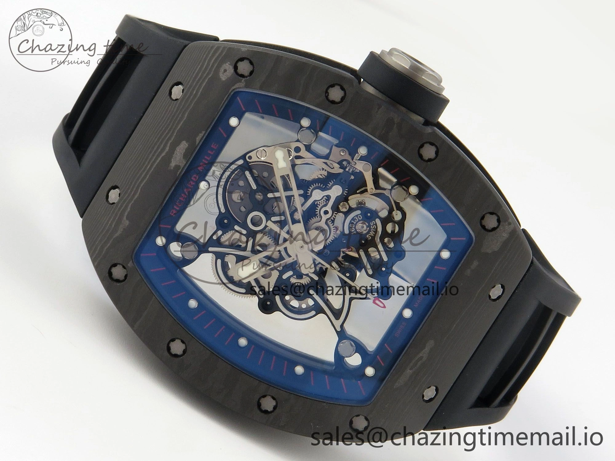 RM055 Ti NTPT KVF 1:1 Best Edition Black Red Inner Bezel Black Crown on Black Rubber Strap RMUL2 Super Clone