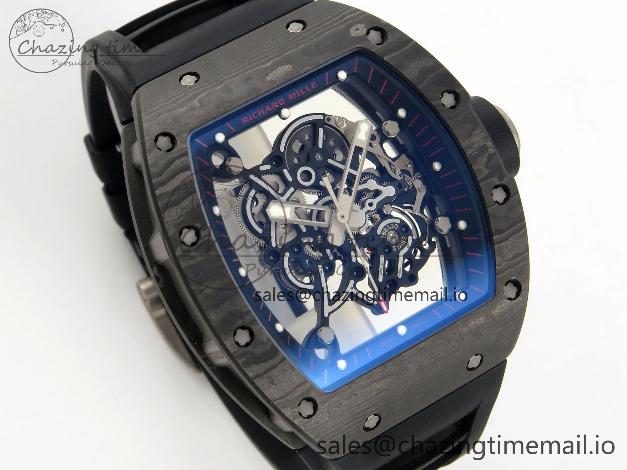 RM055 Ti NTPT KVF 1:1 Best Edition Black Red Inner Bezel Black Crown on Black Rubber Strap RMUL2 Super Clone