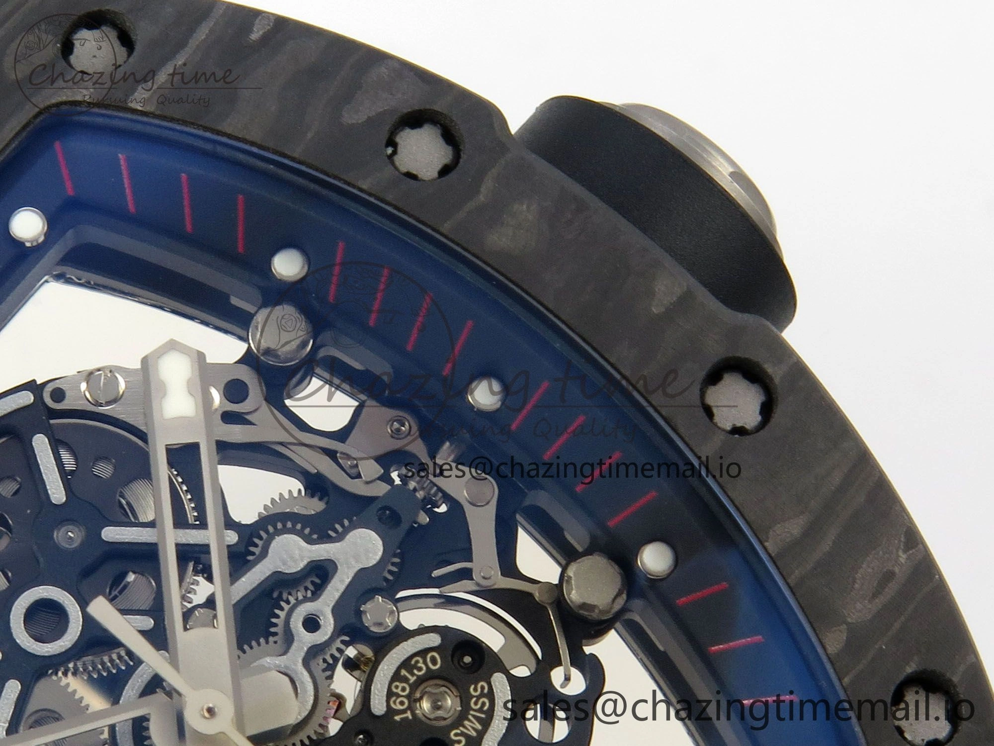 RM055 Ti NTPT KVF 1:1 Best Edition Black Red Inner Bezel Black Crown on Black Rubber Strap RMUL2 Super Clone