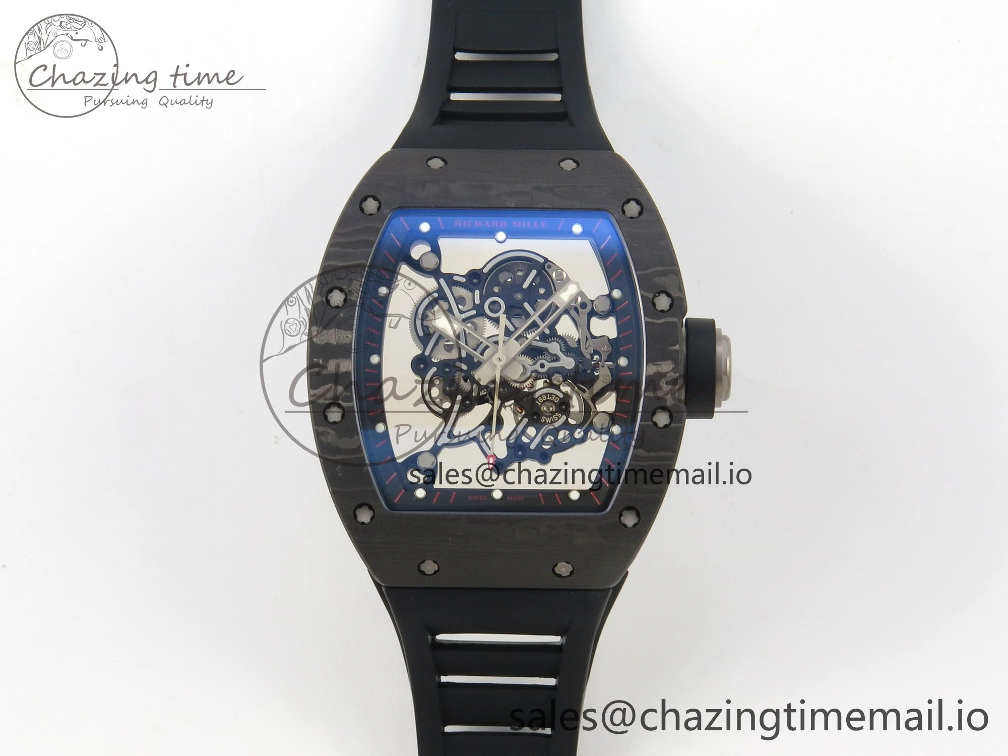 RM055 Ti NTPT KVF 1:1 Best Edition Black Red Inner Bezel Black Crown on Black Rubber Strap RMUL2 Super Clone
