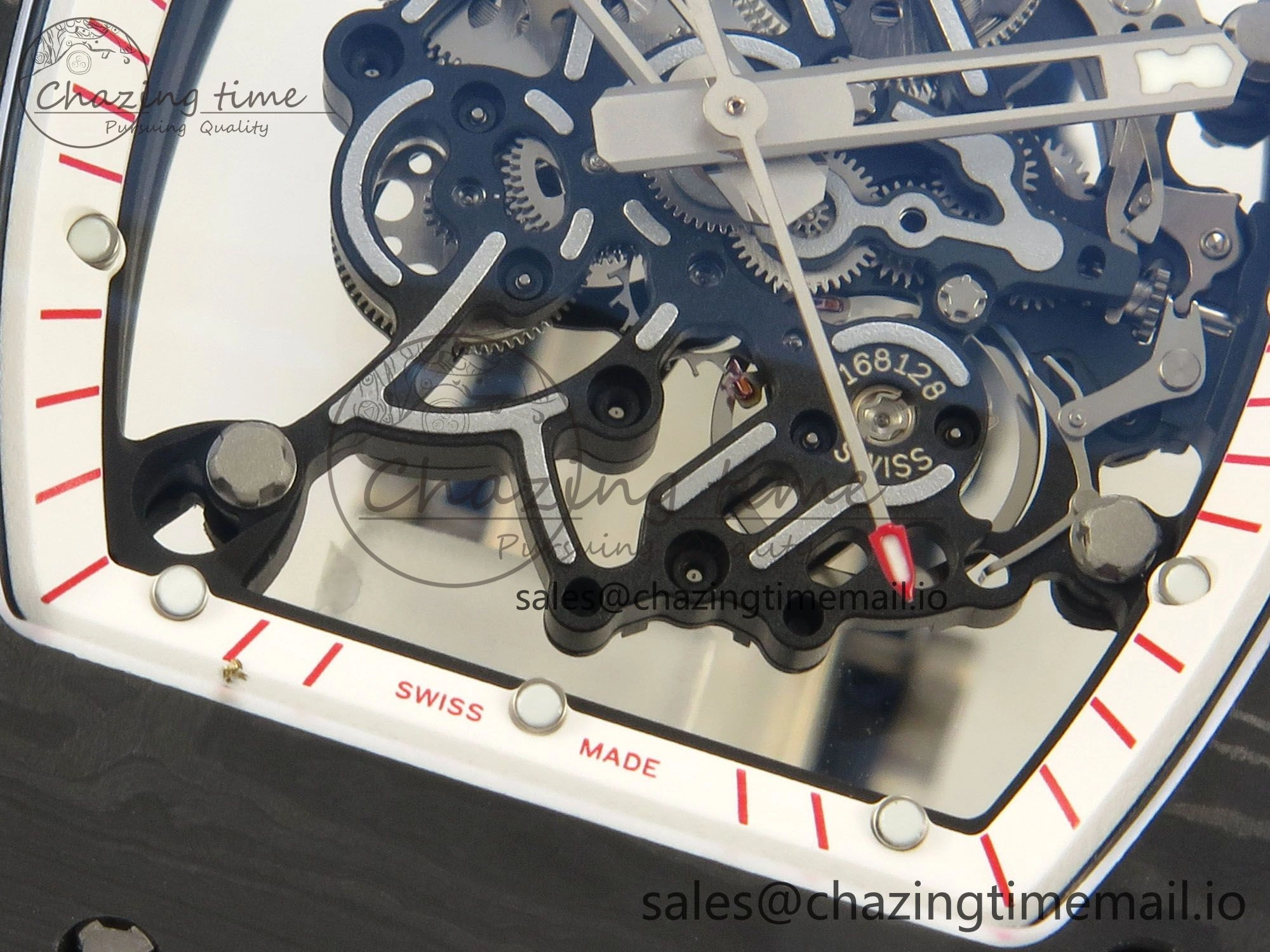 RM055 Ti NTPT KVF 1:1 Best Edition White Red Inner Bezel Black Crown on Black Rubber Strap RMUL2 Super Clone