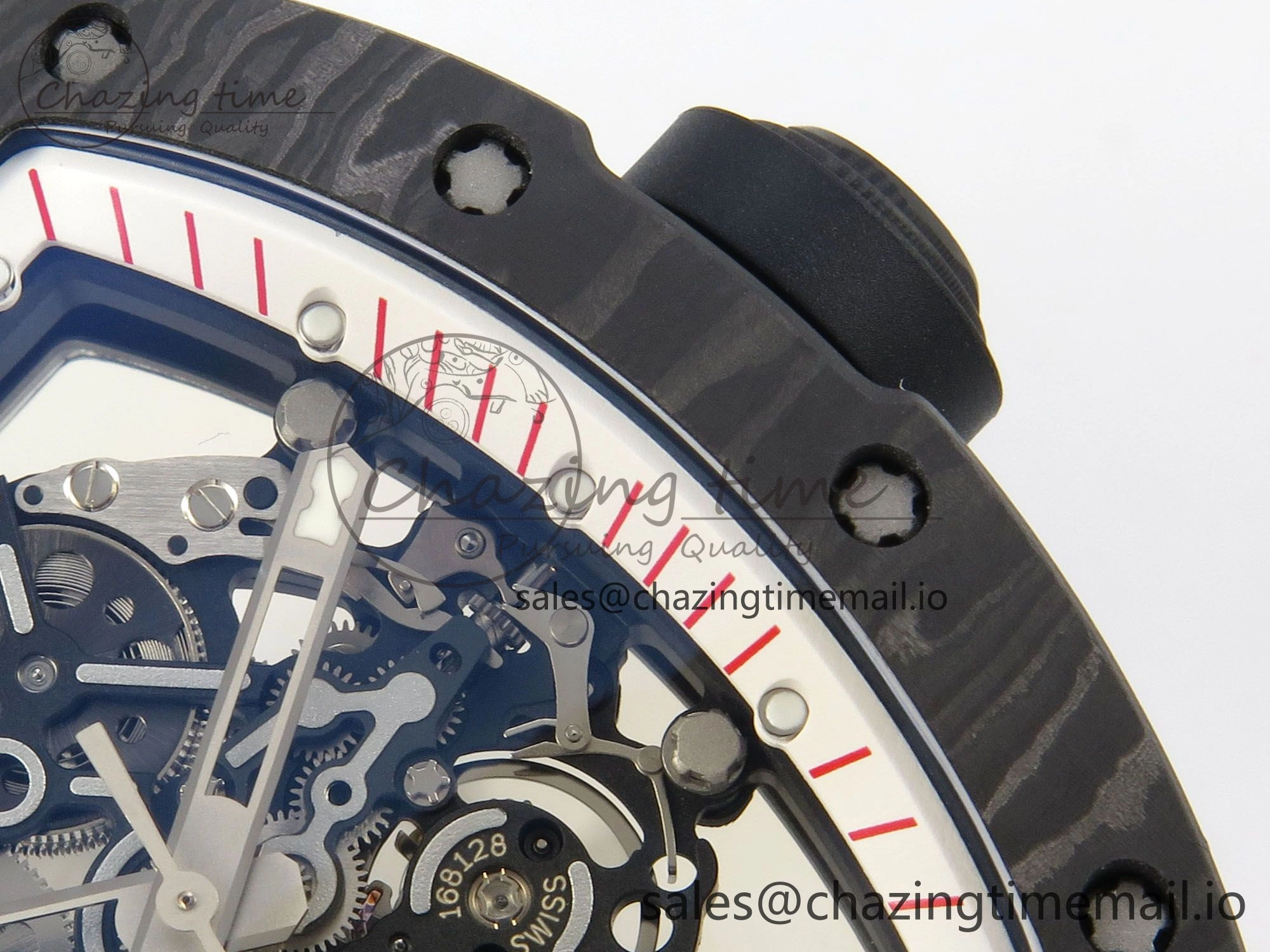 RM055 Ti NTPT KVF 1:1 Best Edition White Red Inner Bezel Black Crown on Black Rubber Strap RMUL2 Super Clone