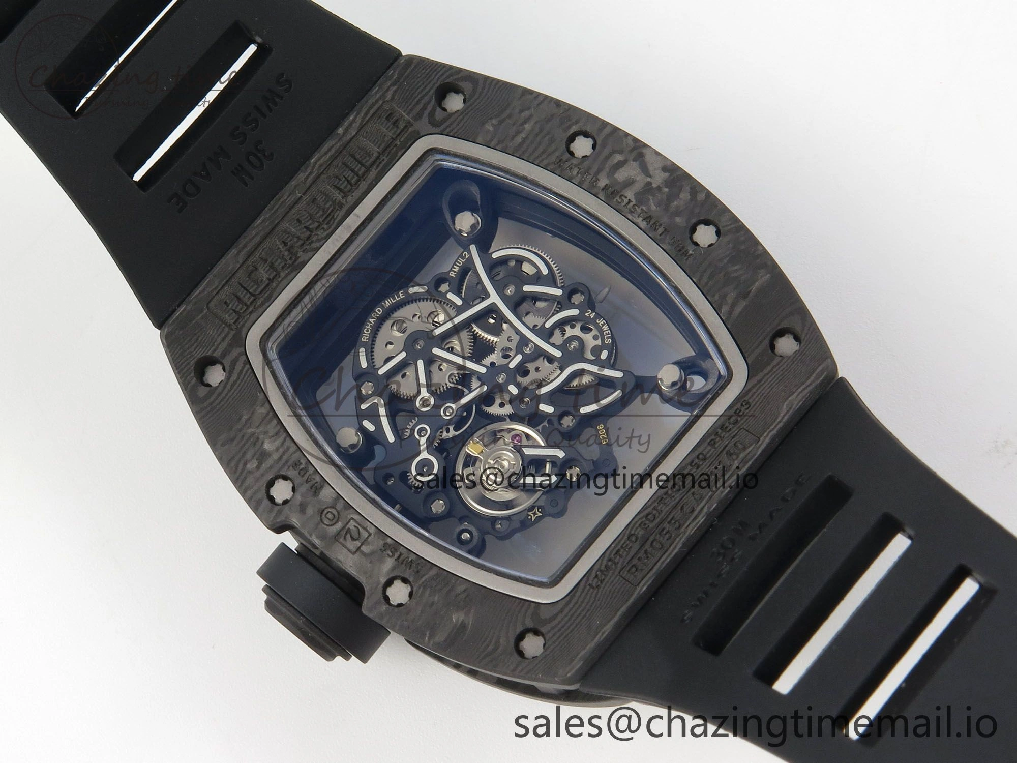RM055 Ti NTPT KVF 1:1 Best Edition White Red Inner Bezel Black Crown on Black Rubber Strap RMUL2 Super Clone