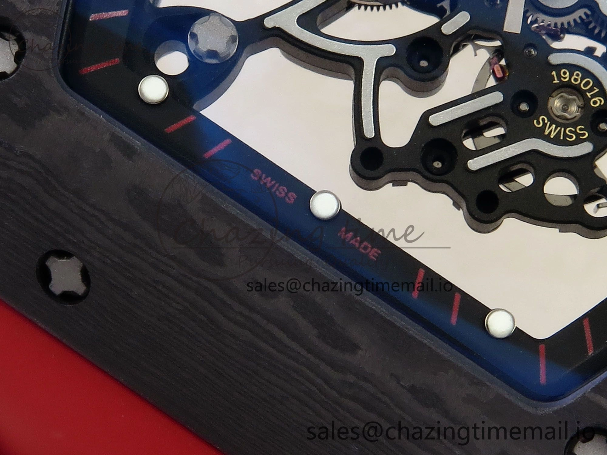 RM055 Ti NTPT UOKF 1:1 Best Edition Black Inner Bezel Red Crown on Red Rubber Strap RMUL2 Super Clone