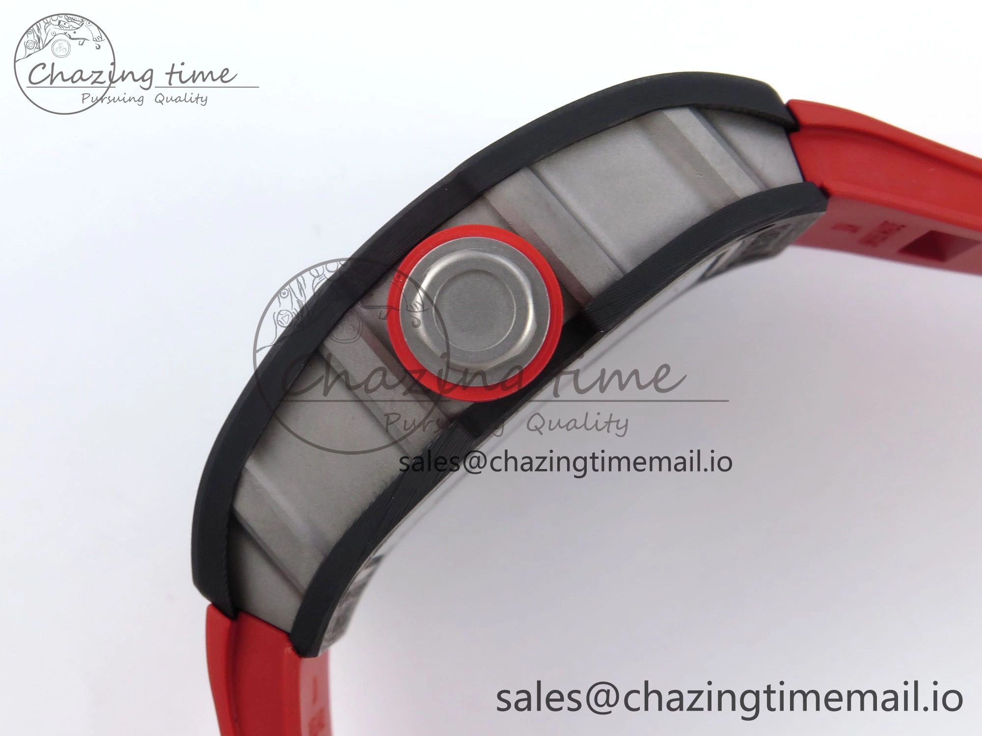 RM055 Ti NTPT UOKF 1:1 Best Edition Black Inner Bezel Red Crown on Red Rubber Strap RMUL2 Super Clone