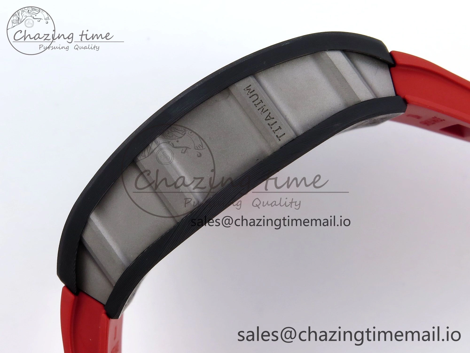 RM055 Ti NTPT UOKF 1:1 Best Edition Black Inner Bezel Red Crown on Red Rubber Strap RMUL2 Super Clone