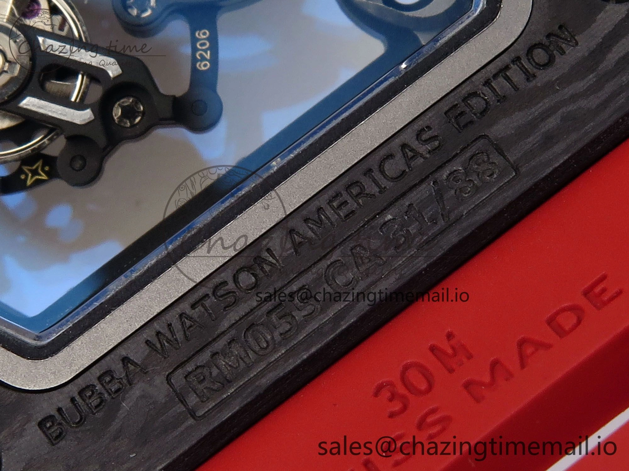 RM055 Ti NTPT UOKF 1:1 Best Edition Black Inner Bezel Red Crown on Red Rubber Strap RMUL2 Super Clone