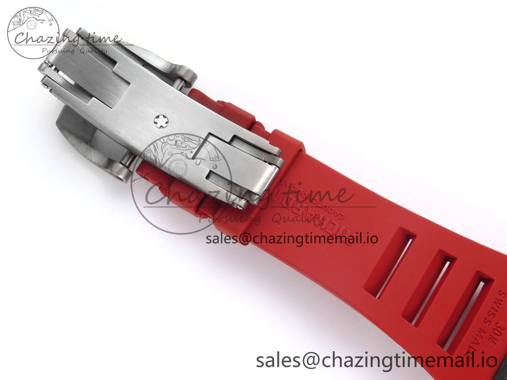 RM055 Ti NTPT UOKF 1:1 Best Edition Black Inner Bezel Red Crown on Red Rubber Strap RMUL2 Super Clone