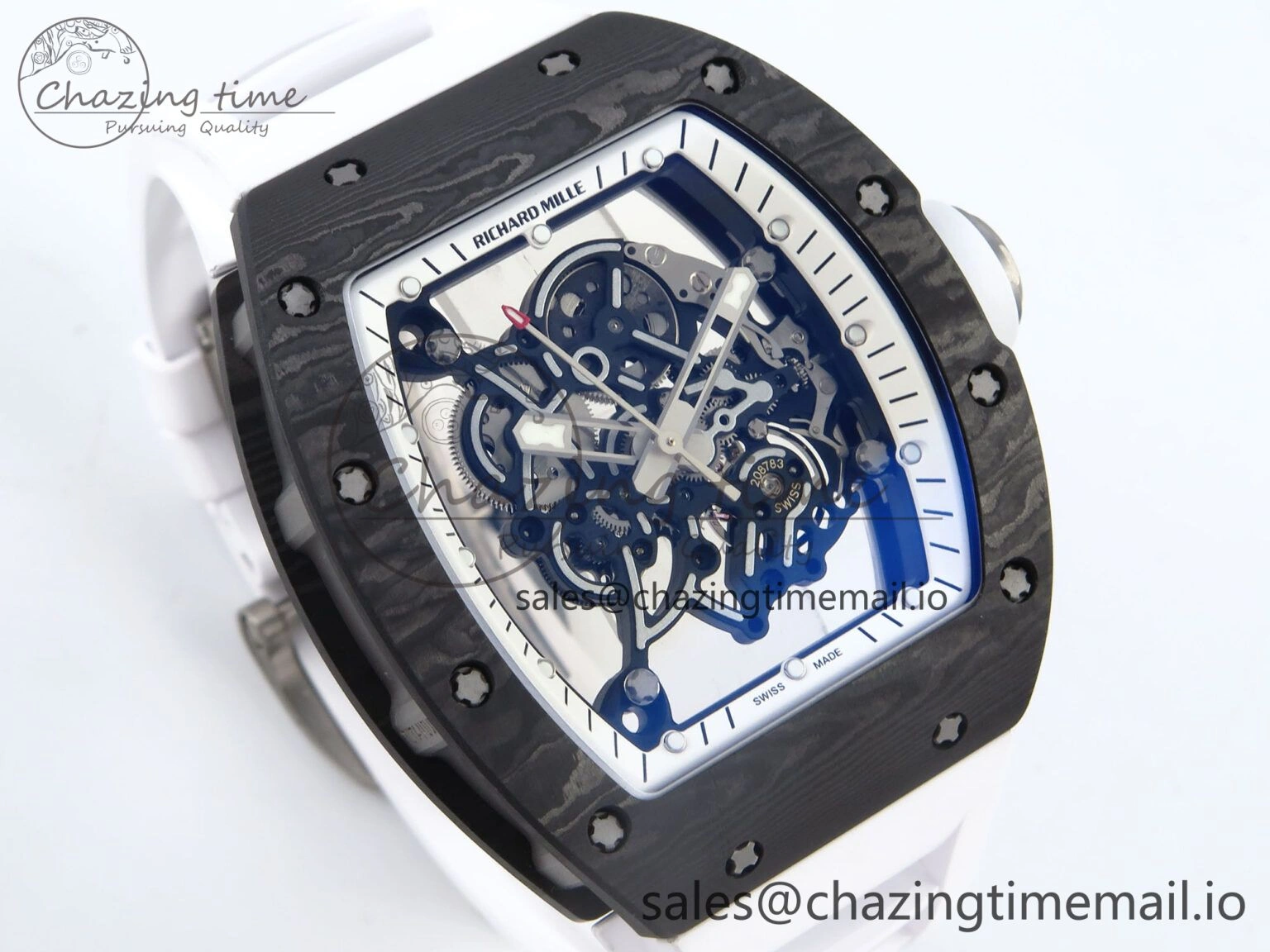 RM055 Ti NTPT UOKF 1:1 Best Edition White Black Inner Bezel White Crown on White Rubber Strap RMUL2 Super Clone