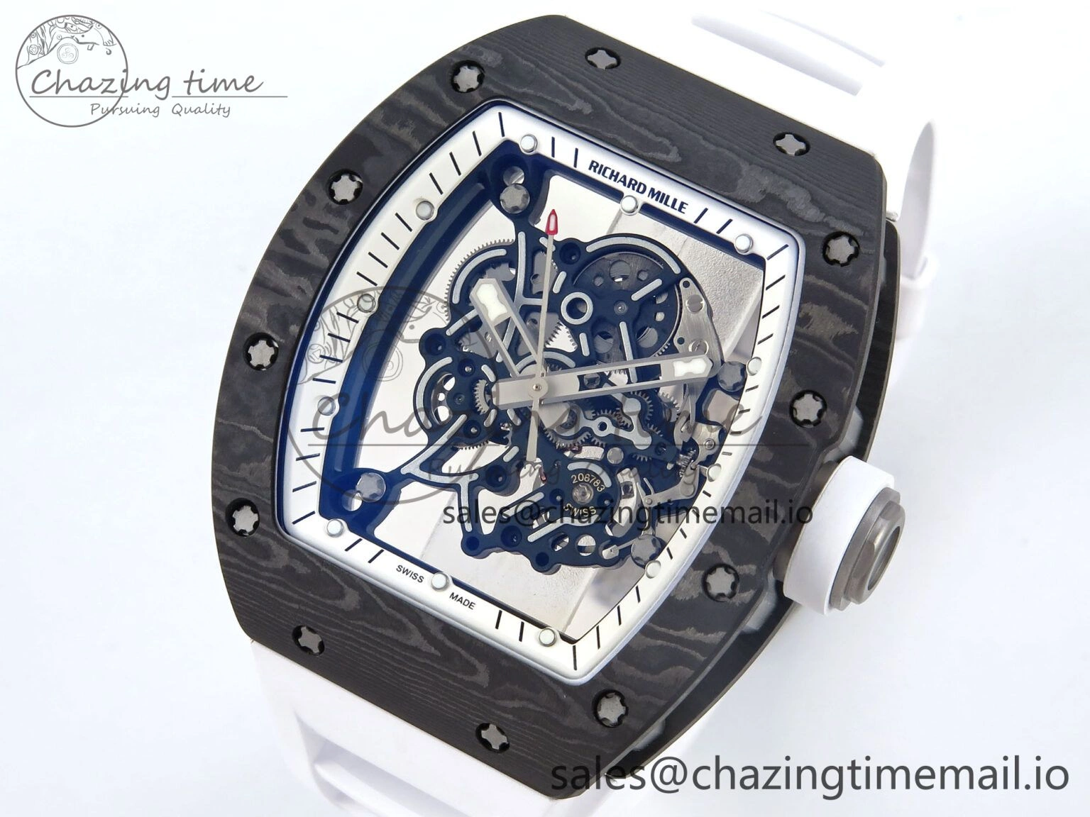 RM055 Ti NTPT UOKF 1:1 Best Edition White Black Inner Bezel White Crown on White Rubber Strap RMUL2 Super Clone