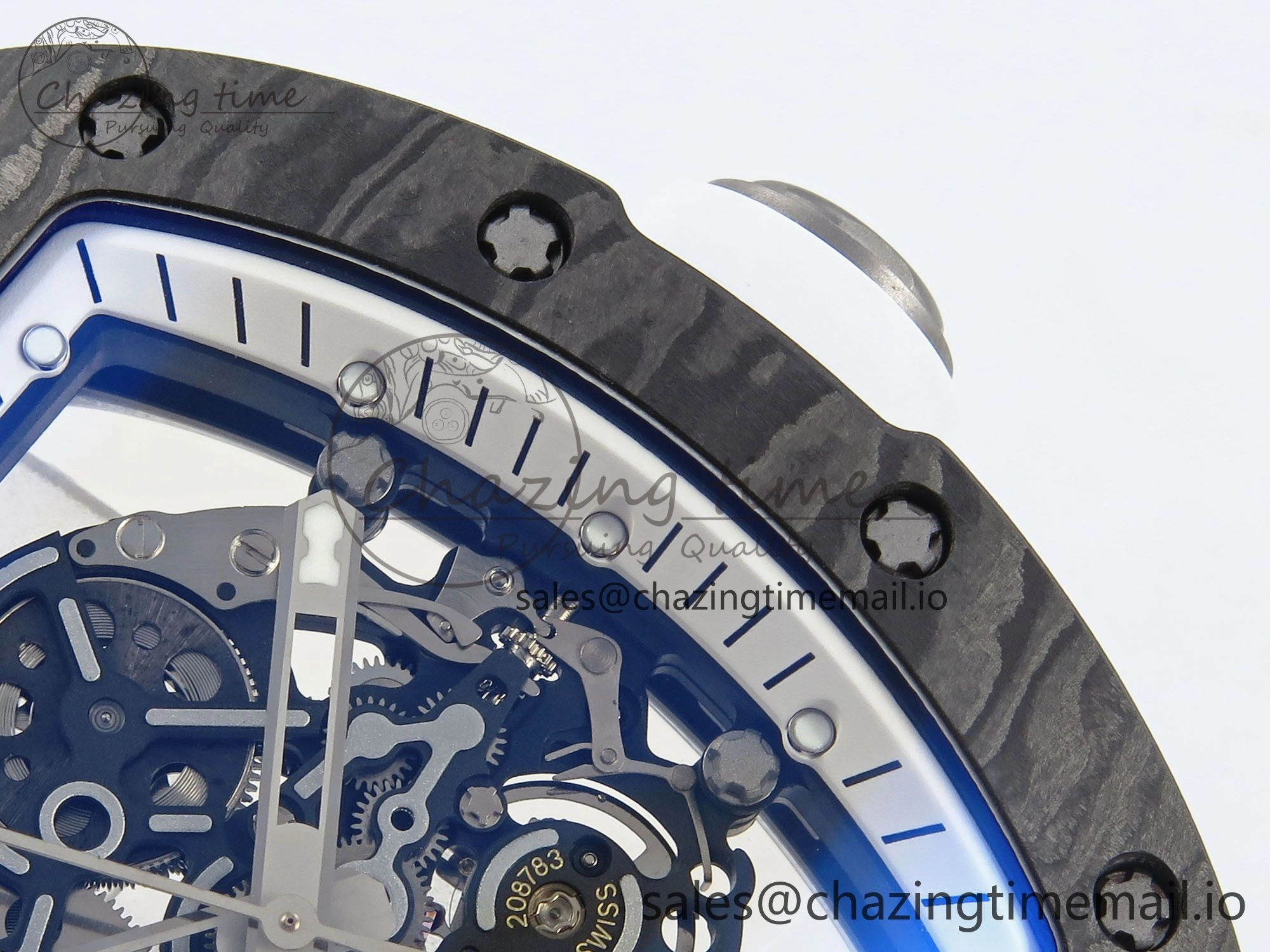 RM055 Ti NTPT UOKF 1:1 Best Edition White Black Inner Bezel White Crown on White Rubber Strap RMUL2 Super Clone