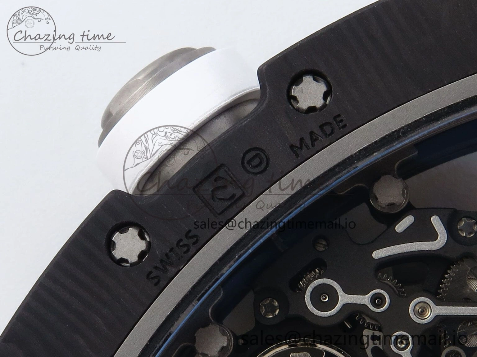 RM055 Ti NTPT UOKF 1:1 Best Edition White Black Inner Bezel White Crown on White Rubber Strap RMUL2 Super Clone