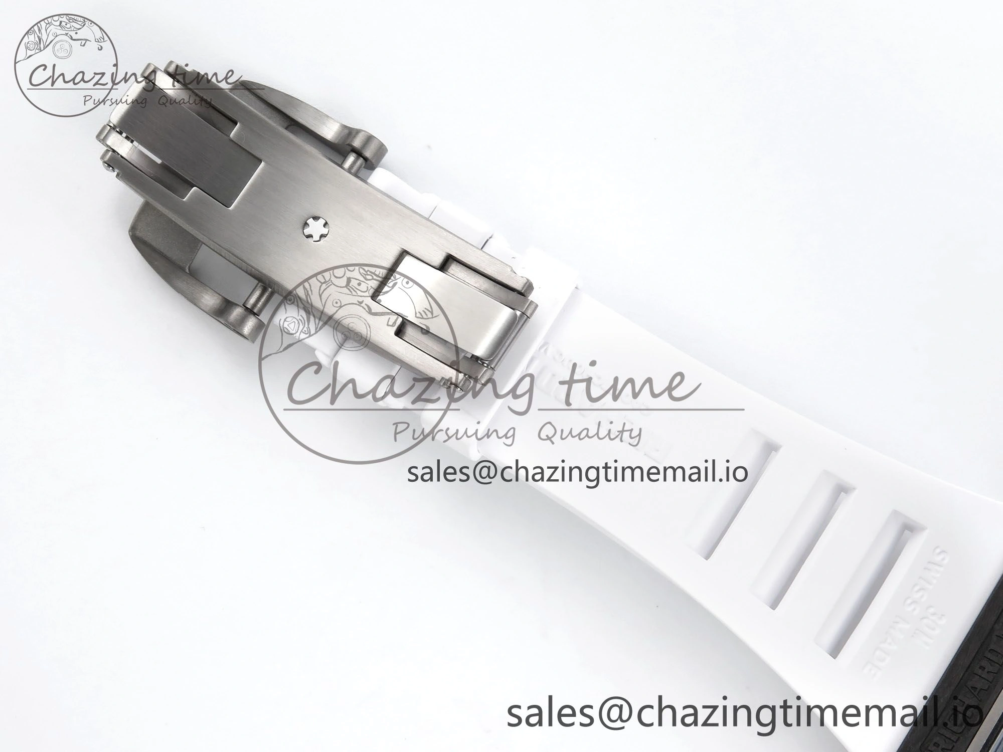 RM055 Ti NTPT UOKF 1:1 Best Edition White Black Inner Bezel White Crown on White Rubber Strap RMUL2 Super Clone