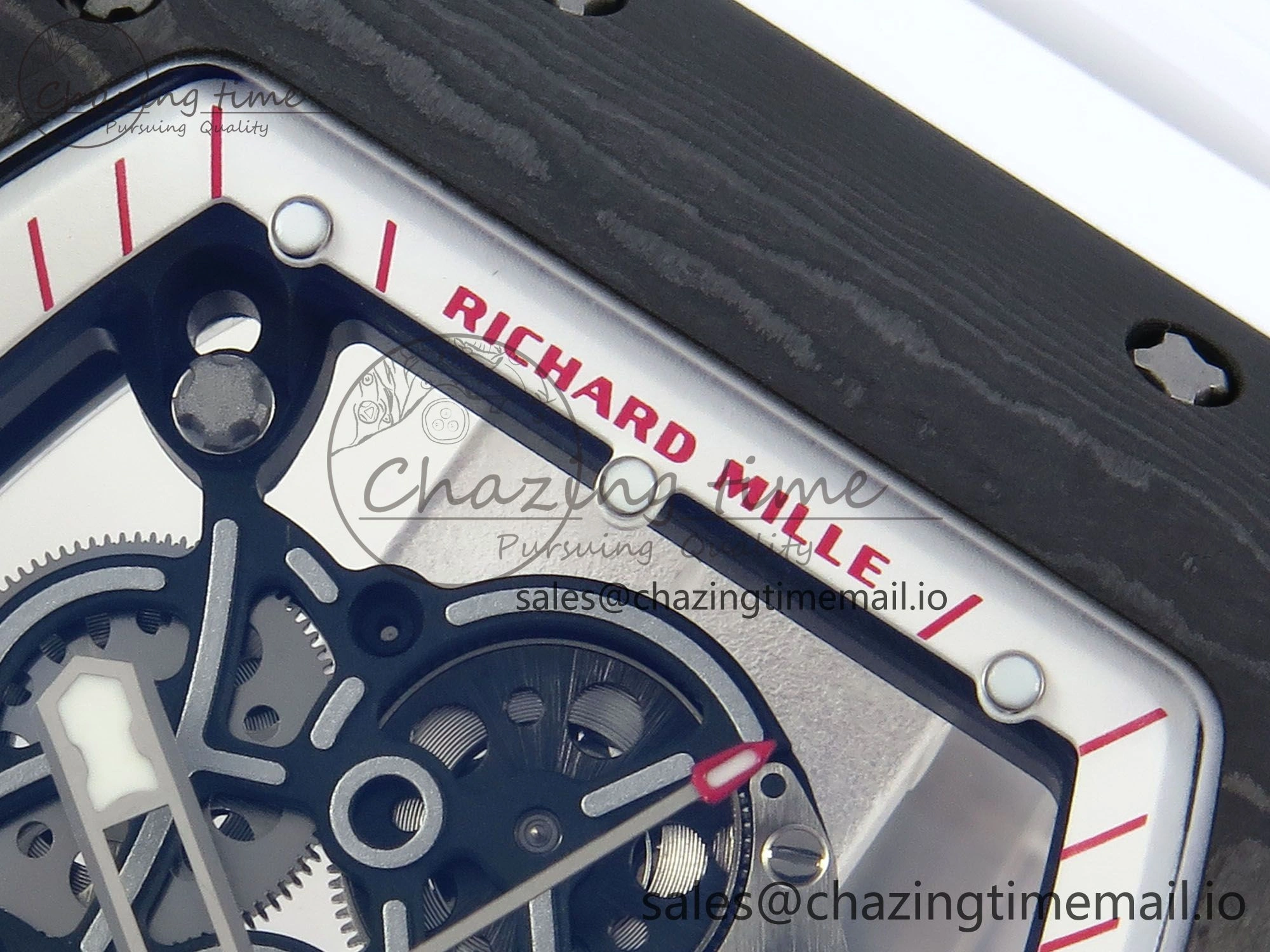 RM055 Ti NTPT UOKF 1:1 Best Edition White Red Inner Bezel White Crown on White Rubber Strap RMUL2 Super Clone
