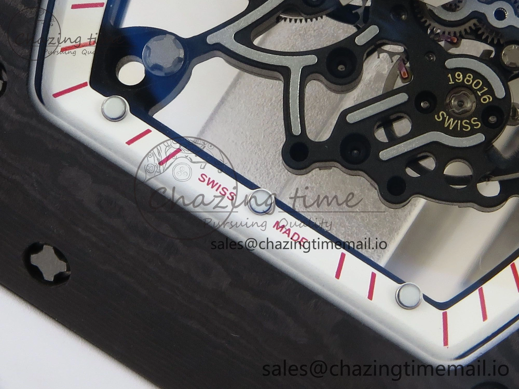 RM055 Ti NTPT UOKF 1:1 Best Edition White Red Inner Bezel White Crown on White Rubber Strap RMUL2 Super Clone