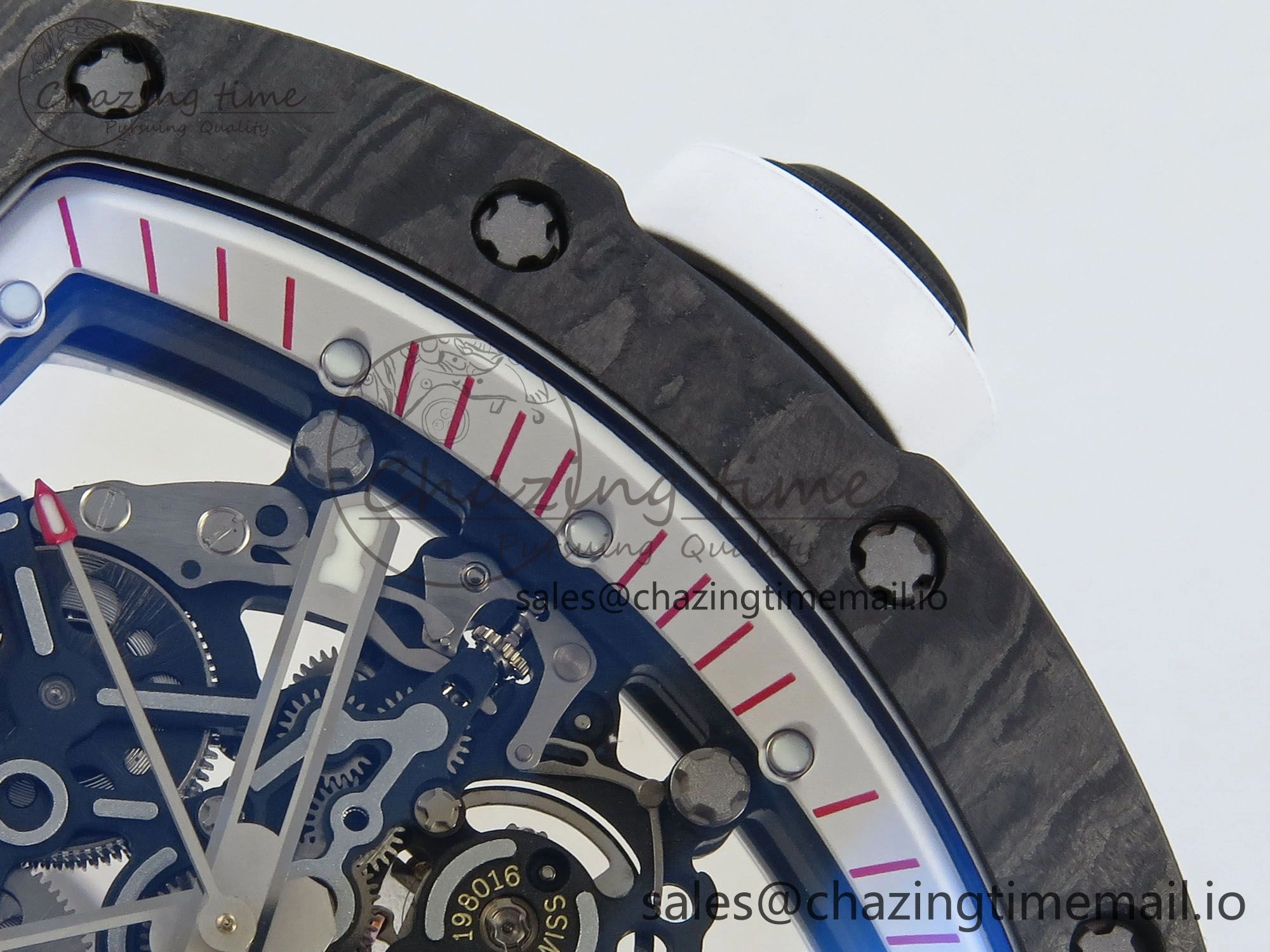 RM055 Ti NTPT UOKF 1:1 Best Edition White Red Inner Bezel White Crown on White Rubber Strap RMUL2 Super Clone