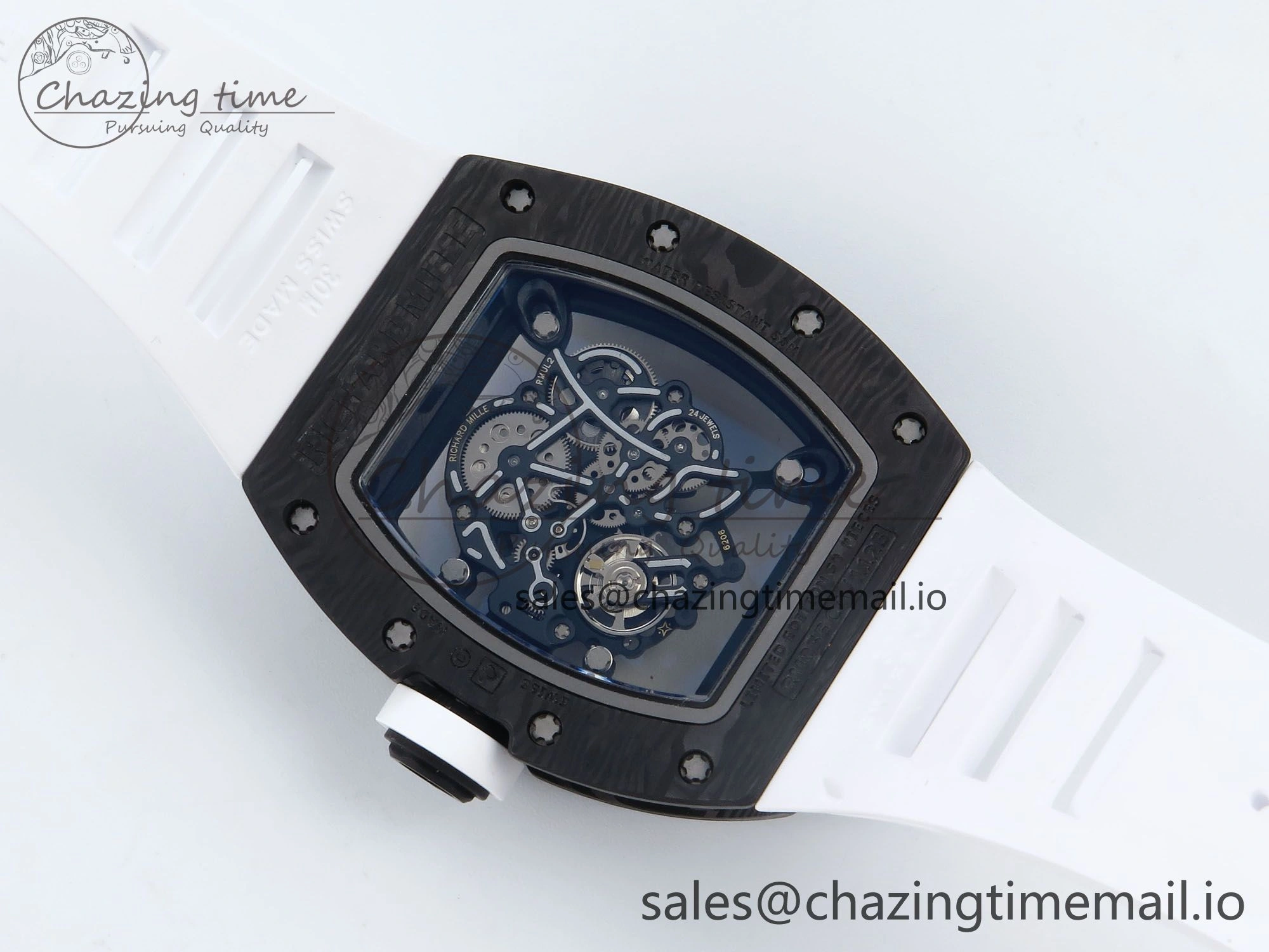 RM055 Ti NTPT UOKF 1:1 Best Edition White Red Inner Bezel White Crown on White Rubber Strap RMUL2 Super Clone