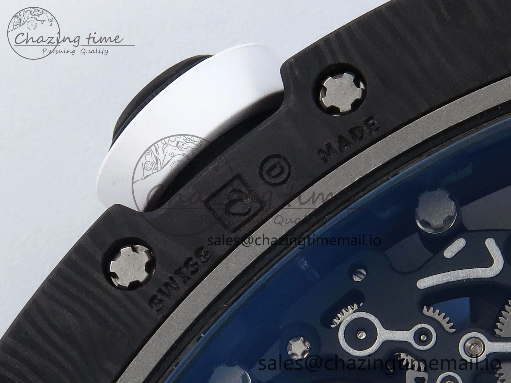 RM055 Ti NTPT UOKF 1:1 Best Edition White Red Inner Bezel White Crown on White Rubber Strap RMUL2 Super Clone
