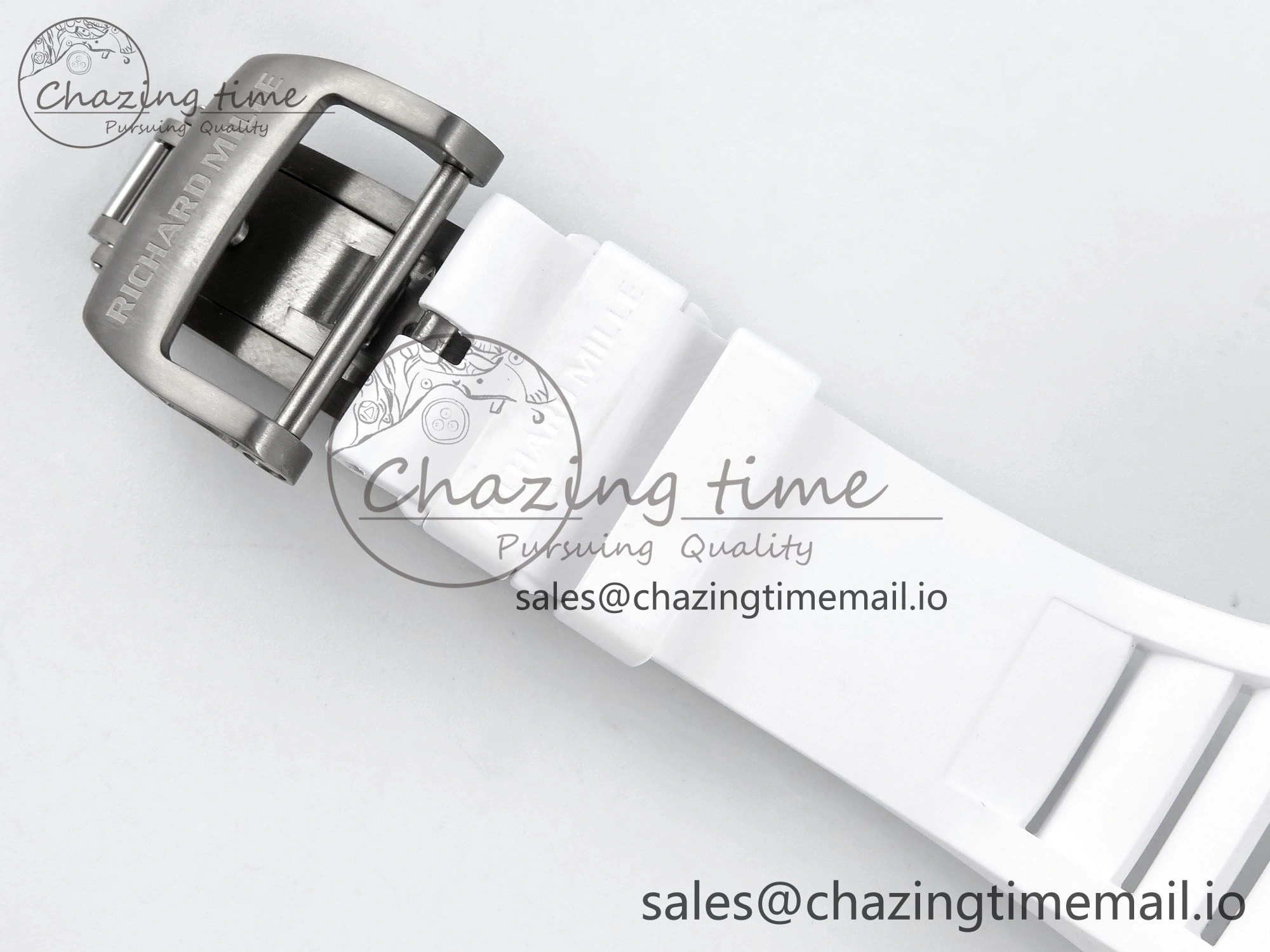 RM055 Ti NTPT UOKF 1:1 Best Edition White Red Inner Bezel White Crown on White Rubber Strap RMUL2 Super Clone