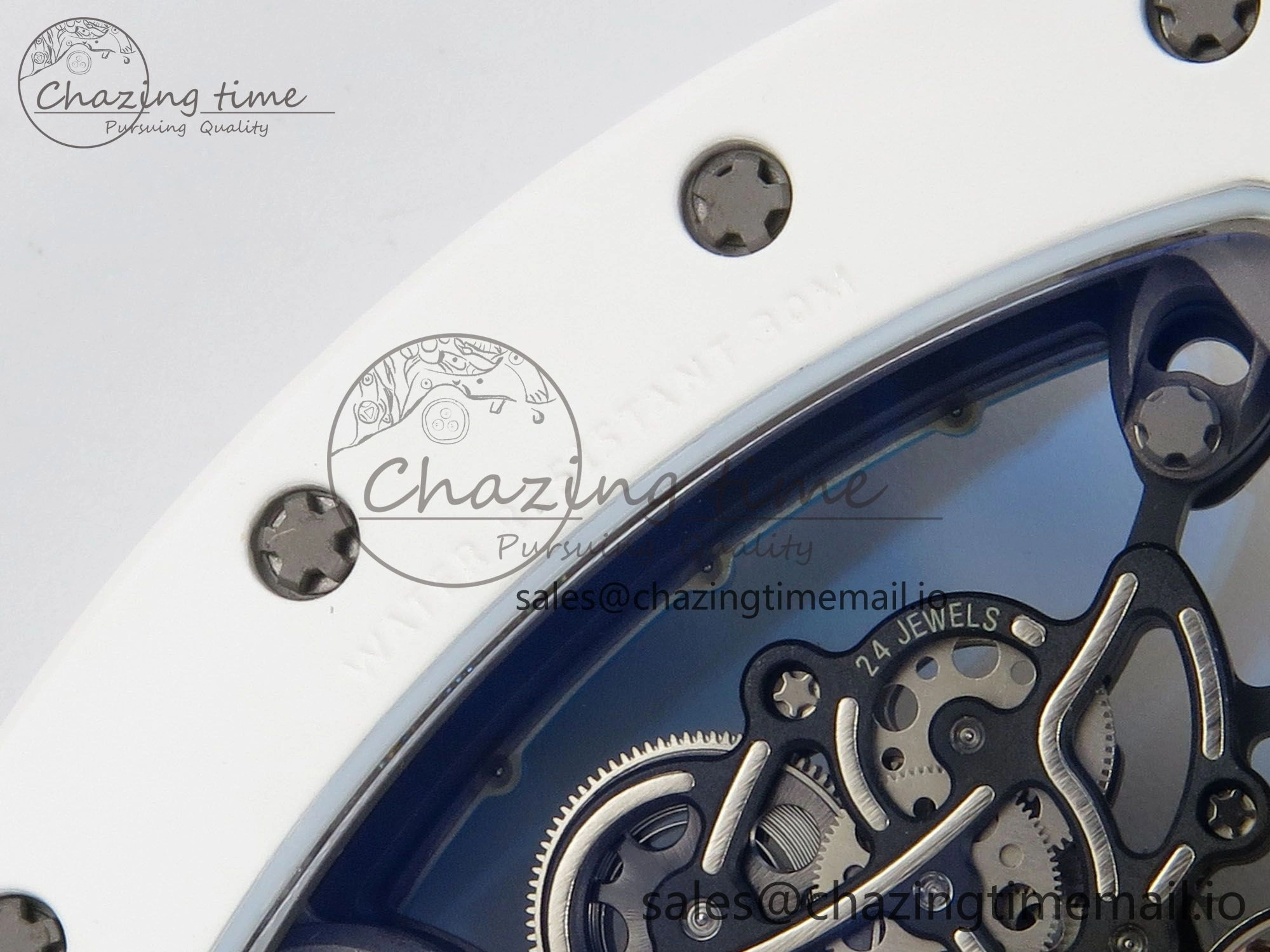 RM055 White Ceramic APSF 1:1 Best Edition Blue Inner Bezel on Blue Rubber Strap RMUL2 Super Clone