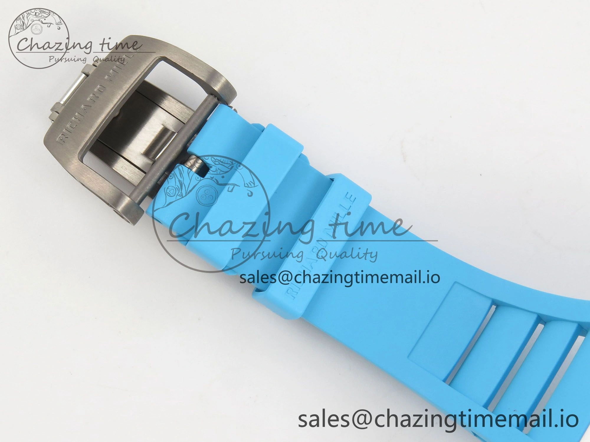 RM055 White Ceramic APSF 1:1 Best Edition Blue Inner Bezel on Blue Rubber Strap RMUL2 Super Clone