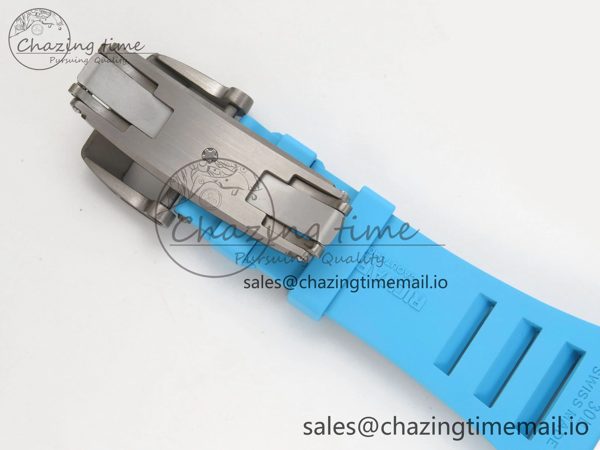 RM055 White Ceramic APSF 1:1 Best Edition Blue Inner Bezel on Blue Rubber Strap RMUL2 Super Clone