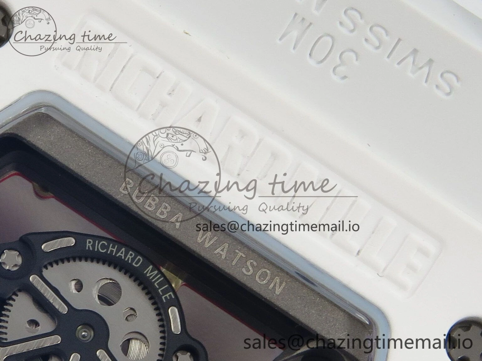 RM055 White Ceramic APSF 1:1 Best Edition Red Inner Bezel on White Rubber Strap RMUL2 Super Clone