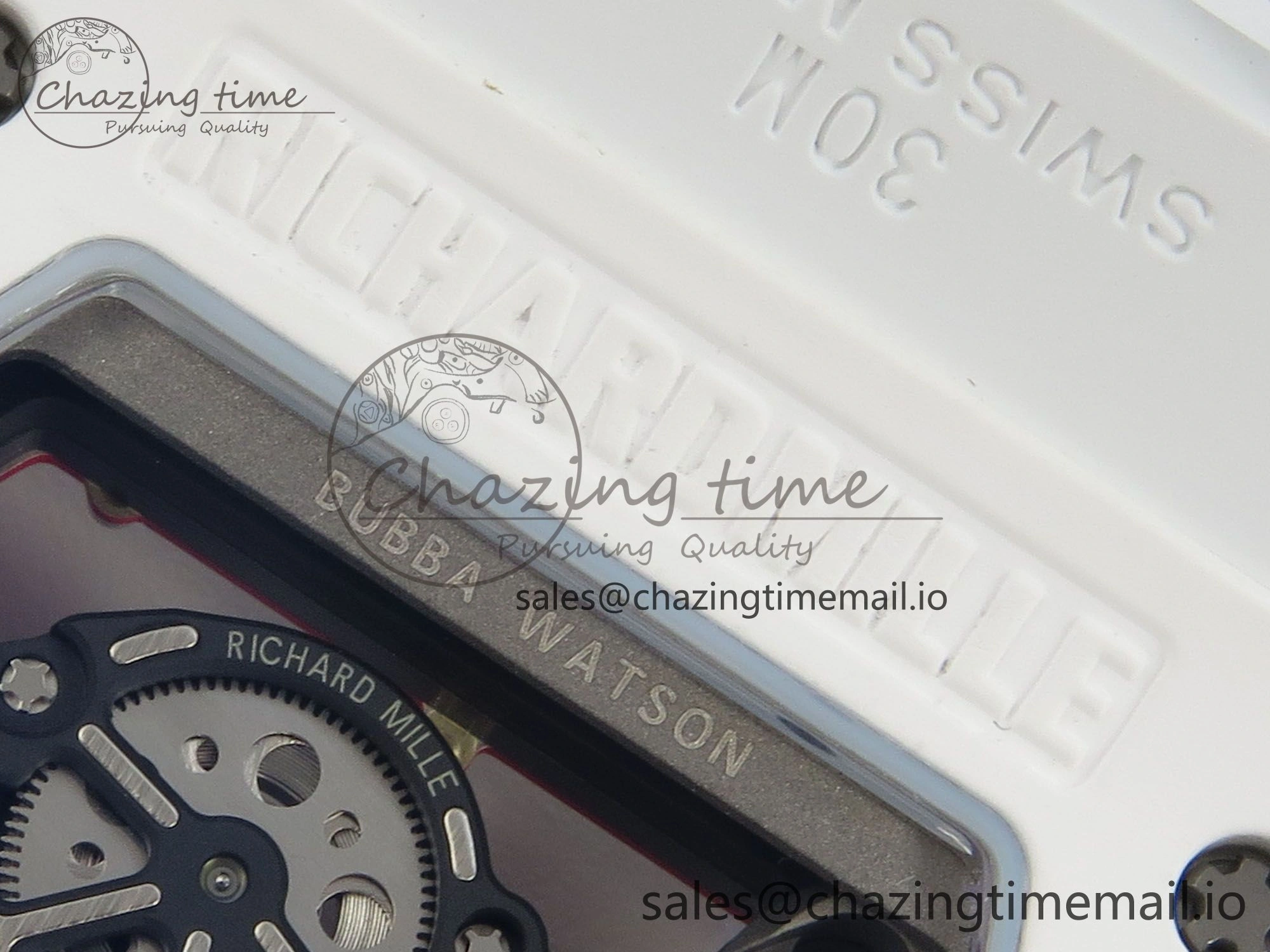 RM055 White Ceramic APSF 1:1 Best Edition Red Inner Bezel on White Rubber Strap RMUL2 Super Clone