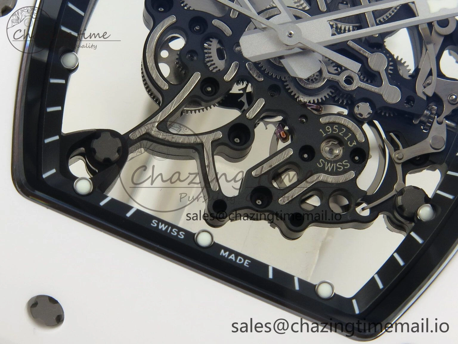 RM055 White Ceramic APSF 1:1 Best Edition Skeleton Dial on White Rubber Strap RMUL2 Super Clone