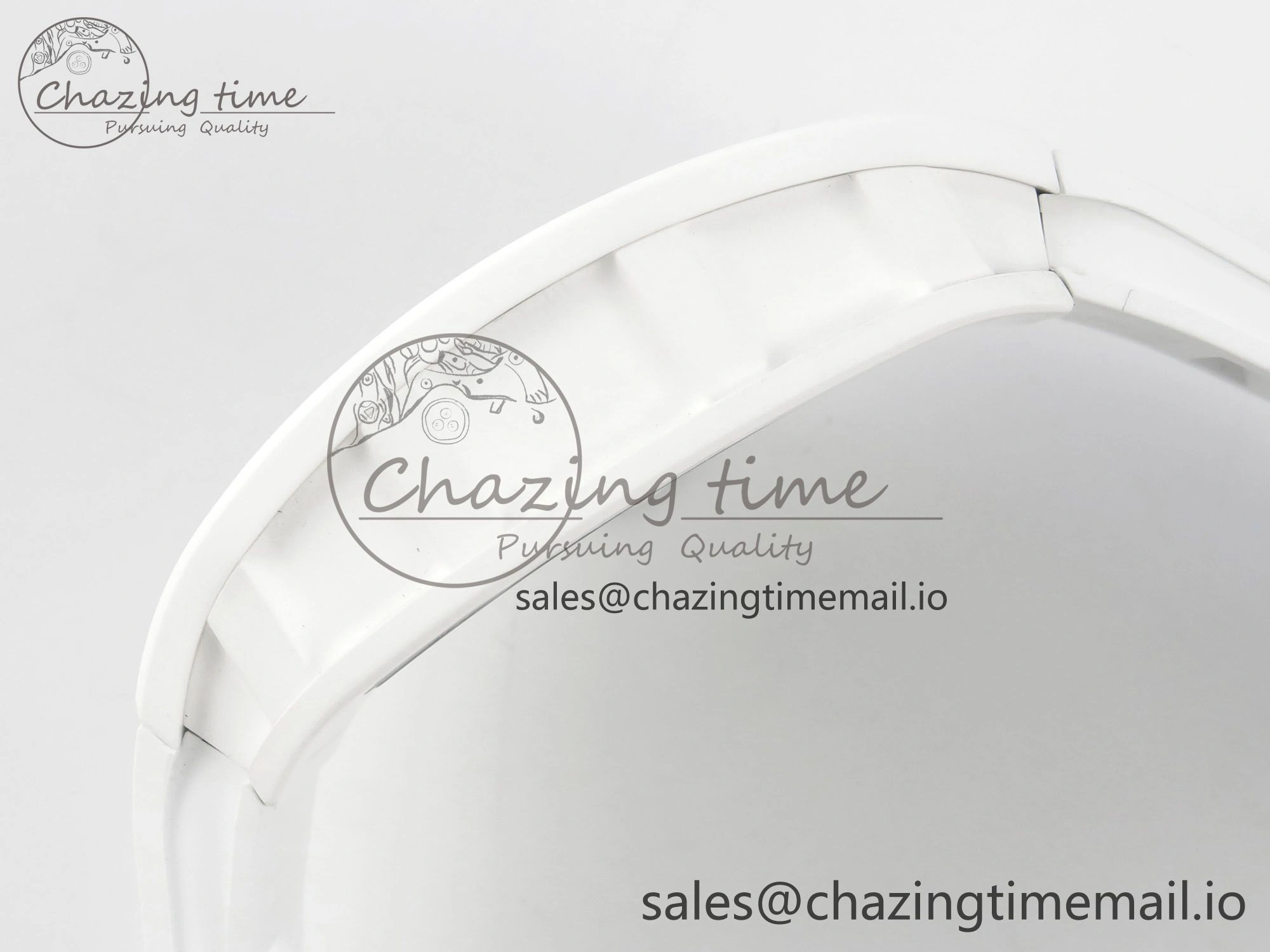 RM055 White Ceramic APSF 1:1 Best Edition Skeleton Dial on White Rubber Strap RMUL2 Super Clone