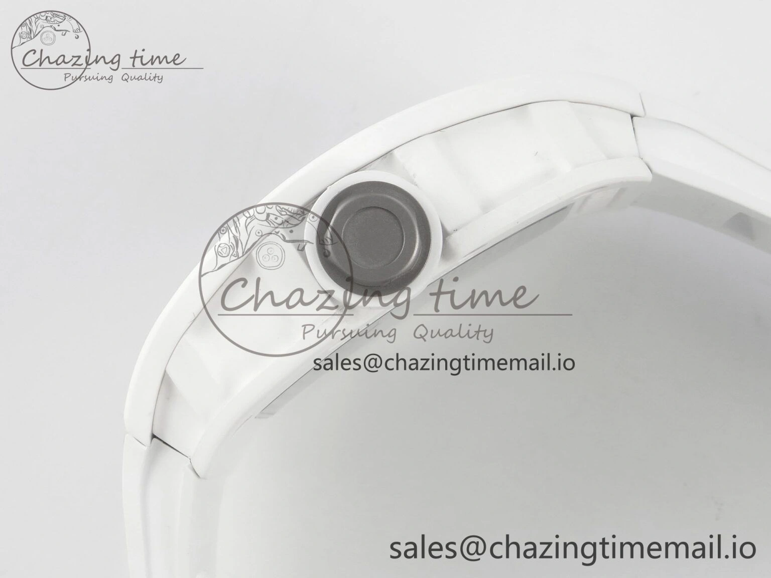 RM055 White Ceramic APSF 1:1 Best Edition Skeleton Dial on White Rubber Strap RMUL2 Super Clone