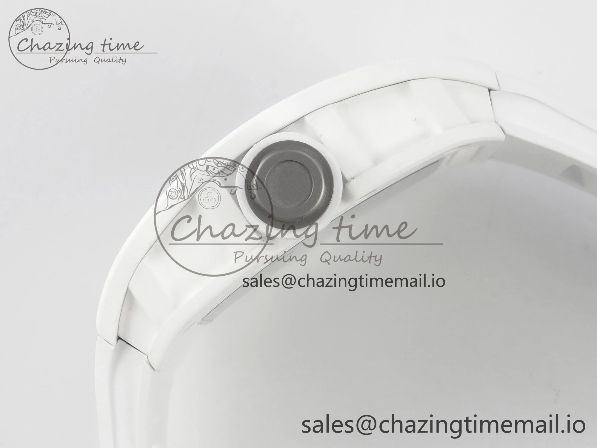 RM055 White Ceramic APSF 1:1 Best Edition Skeleton Dial on White Rubber Strap RMUL2 Super Clone