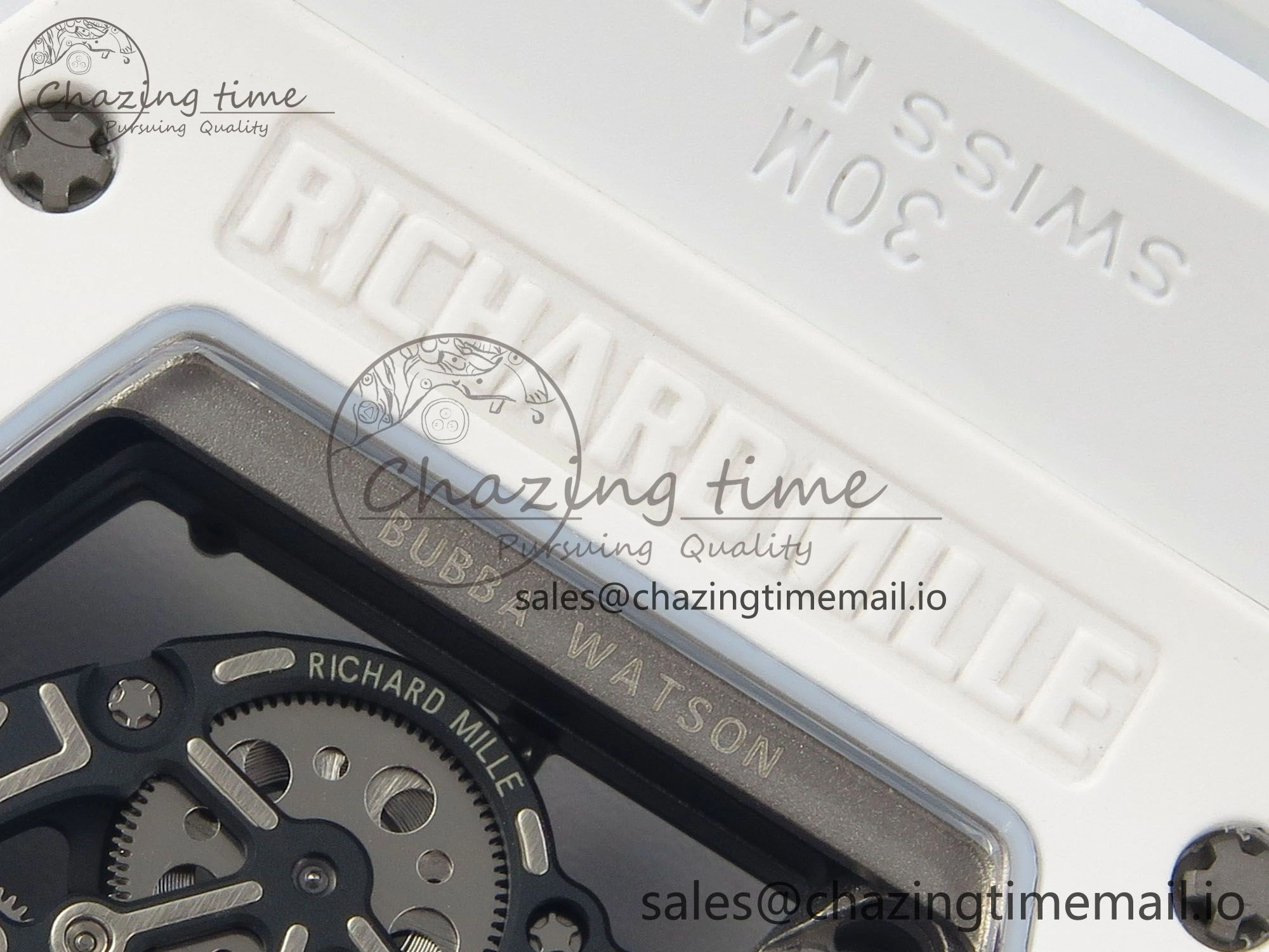 RM055 White Ceramic APSF 1:1 Best Edition Skeleton Dial on White Rubber Strap RMUL2 Super Clone