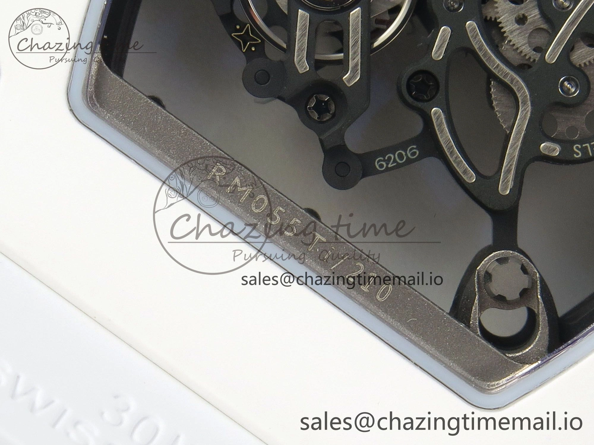 RM055 White Ceramic APSF 1:1 Best Edition Skeleton Dial on White Rubber Strap RMUL2 Super Clone