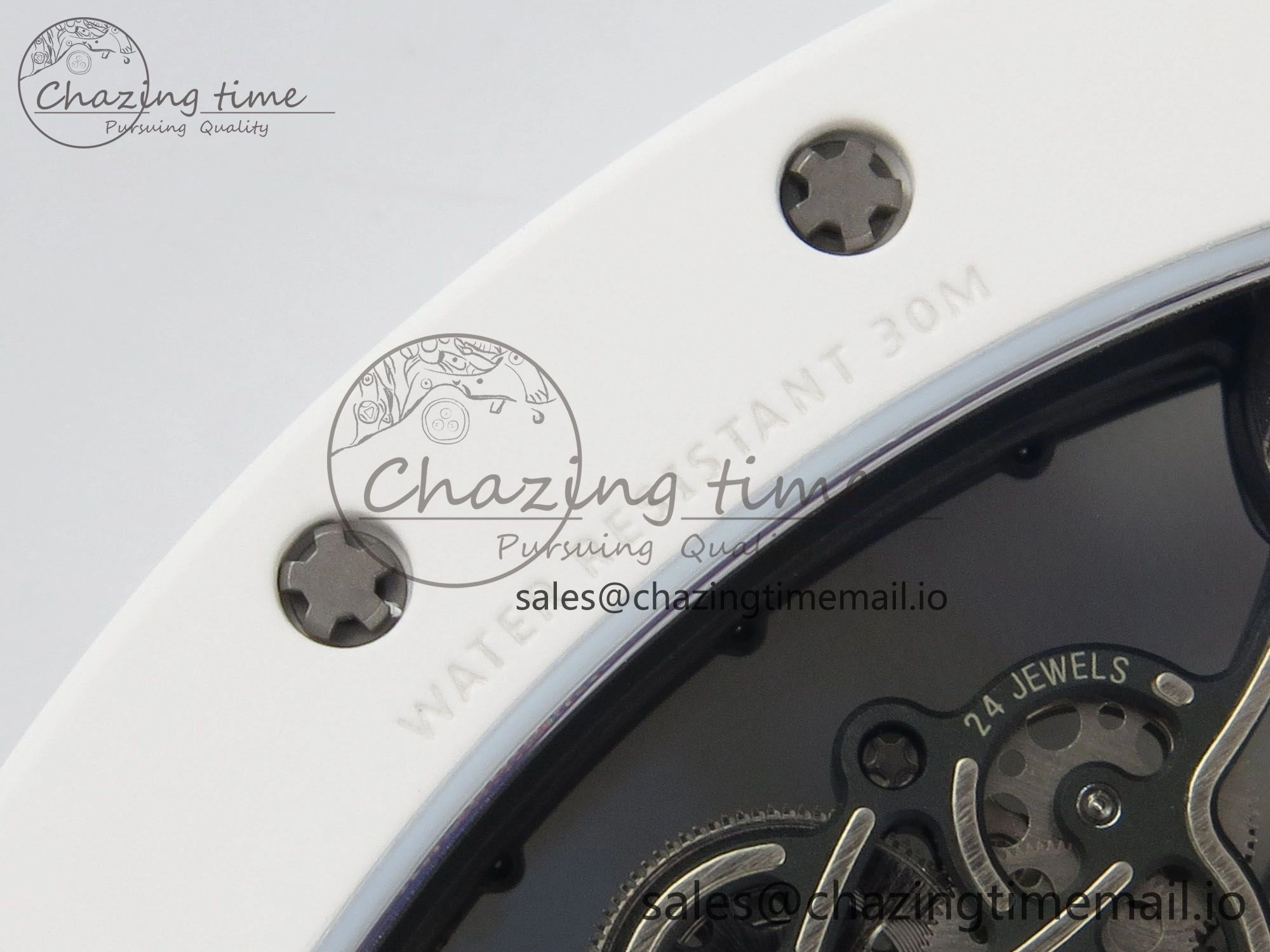 RM055 White Ceramic APSF 1:1 Best Edition Skeleton Dial on White Rubber Strap RMUL2 Super Clone
