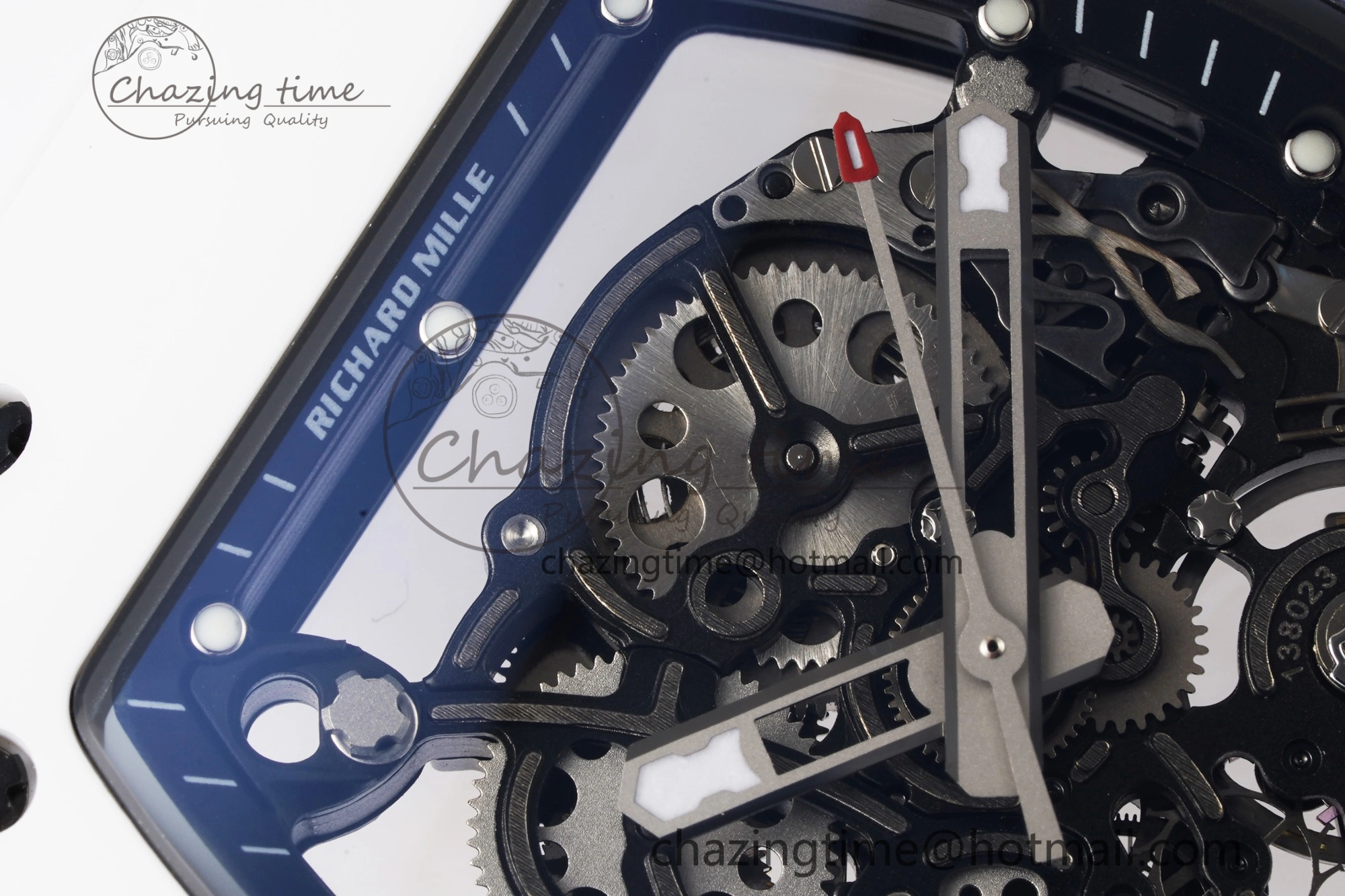 RM055 White Ceramic BBR Best Edition Skeleton Dial on White Rubber Strap Clone RMUL2 V2