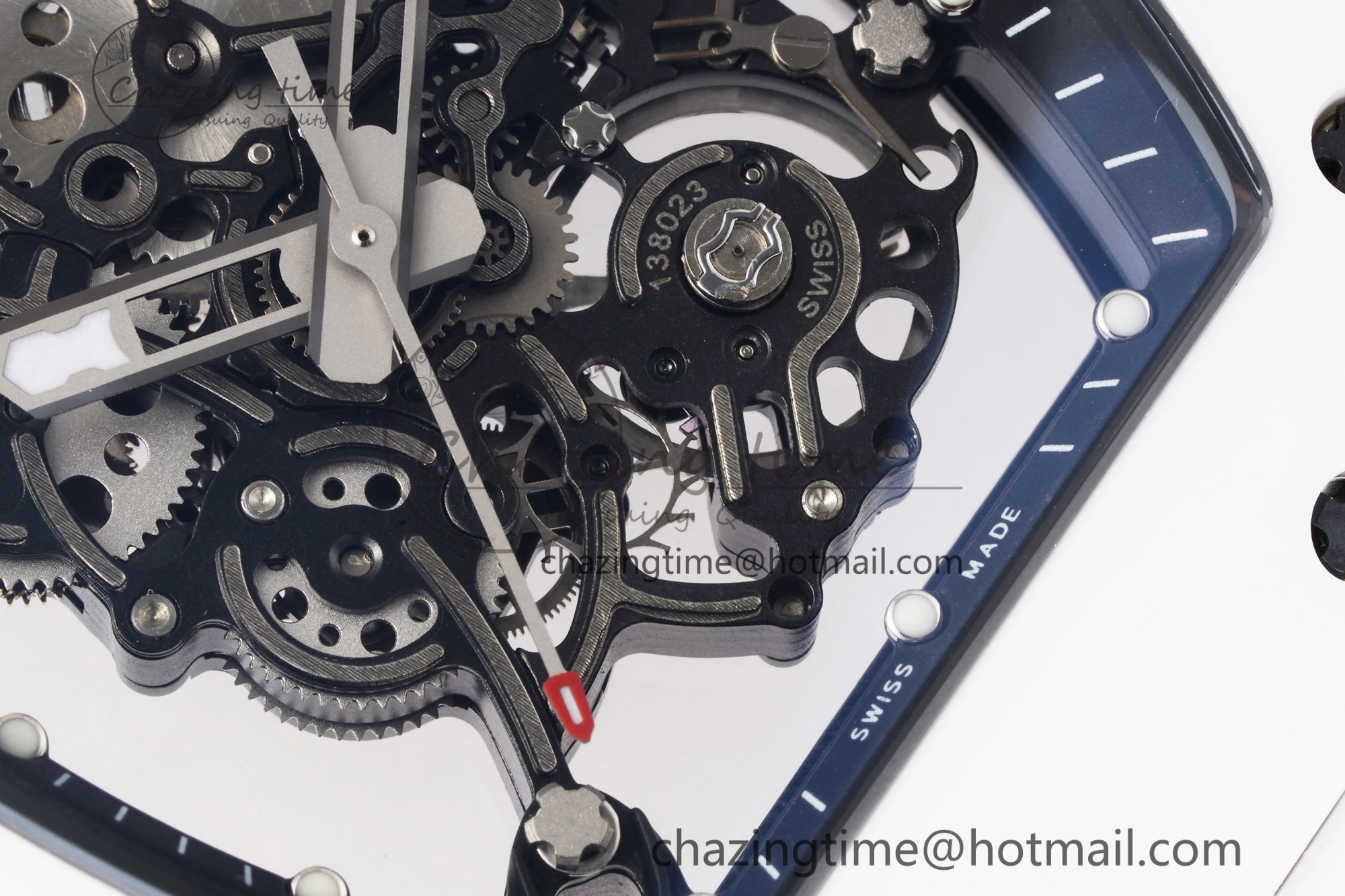 RM055 White Ceramic BBR Best Edition Skeleton Dial on White Rubber Strap Clone RMUL2 V2