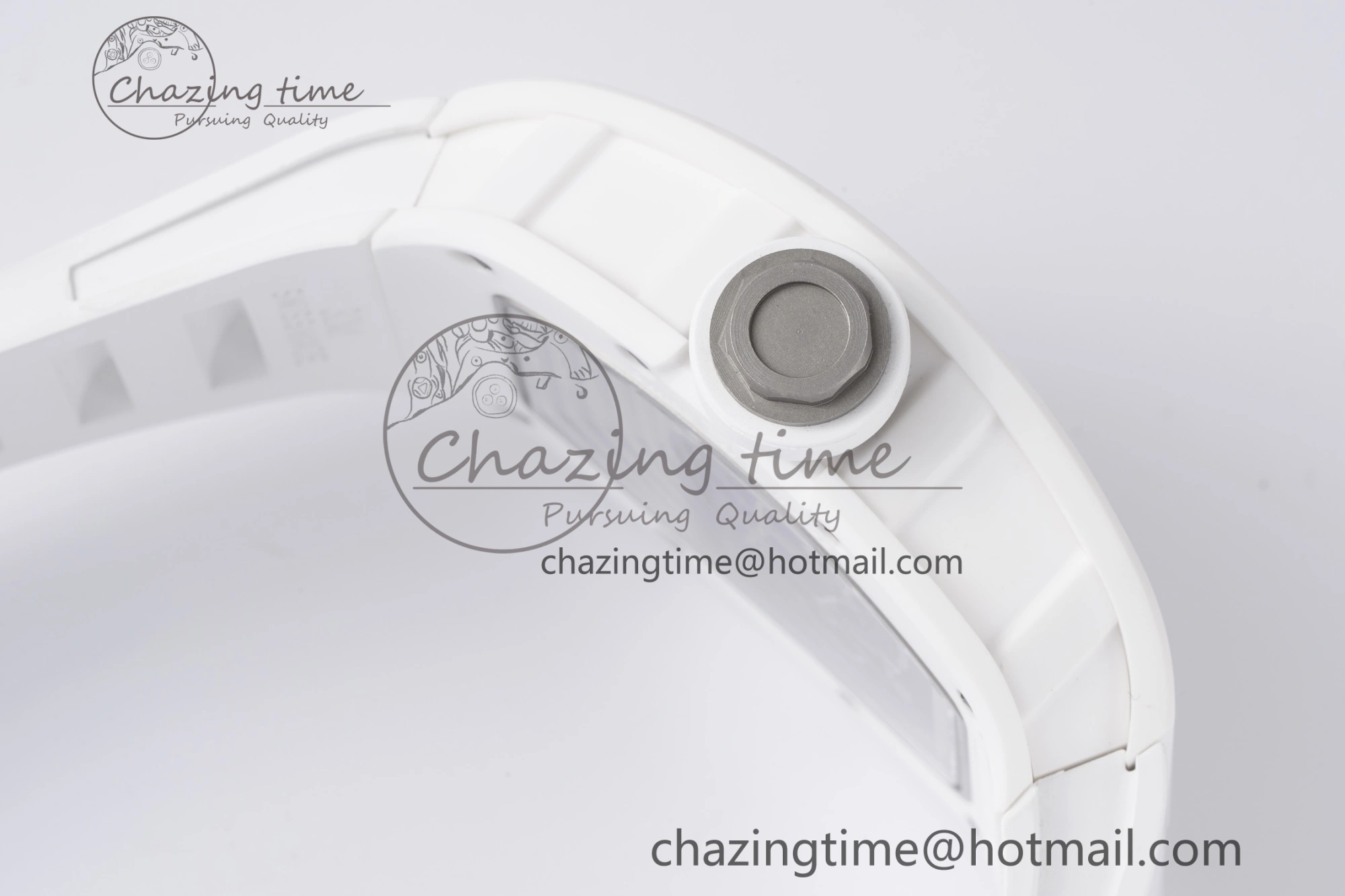 RM055 White Ceramic BBR Best Edition Skeleton Dial on White Rubber Strap Clone RMUL2 V2