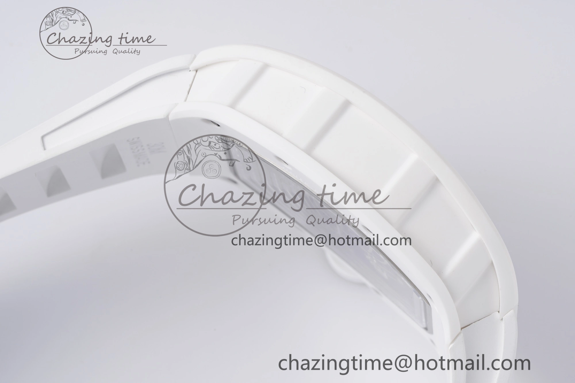 RM055 White Ceramic BBR Best Edition Skeleton Dial on White Rubber Strap Clone RMUL2 V2