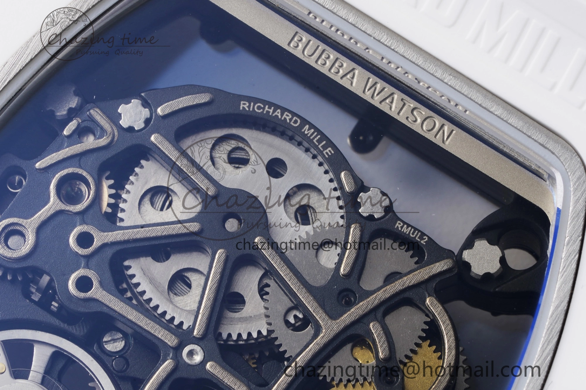 RM055 White Ceramic BBR Best Edition Skeleton Dial on White Rubber Strap Clone RMUL2 V2