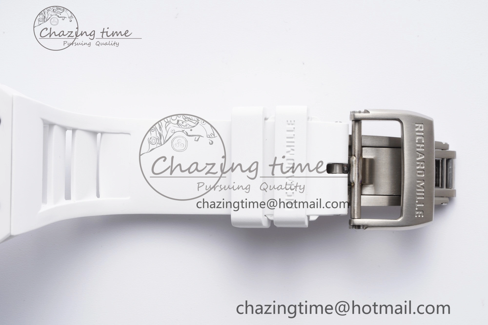 RM055 White Ceramic BBR Best Edition Skeleton Dial on White Rubber Strap Clone RMUL2 V2
