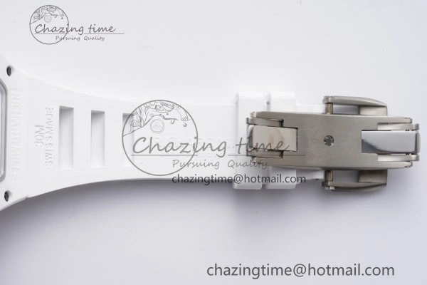 RM055 White Ceramic BBR Best Edition Skeleton Dial on White Rubber Strap Clone RMUL2 V2