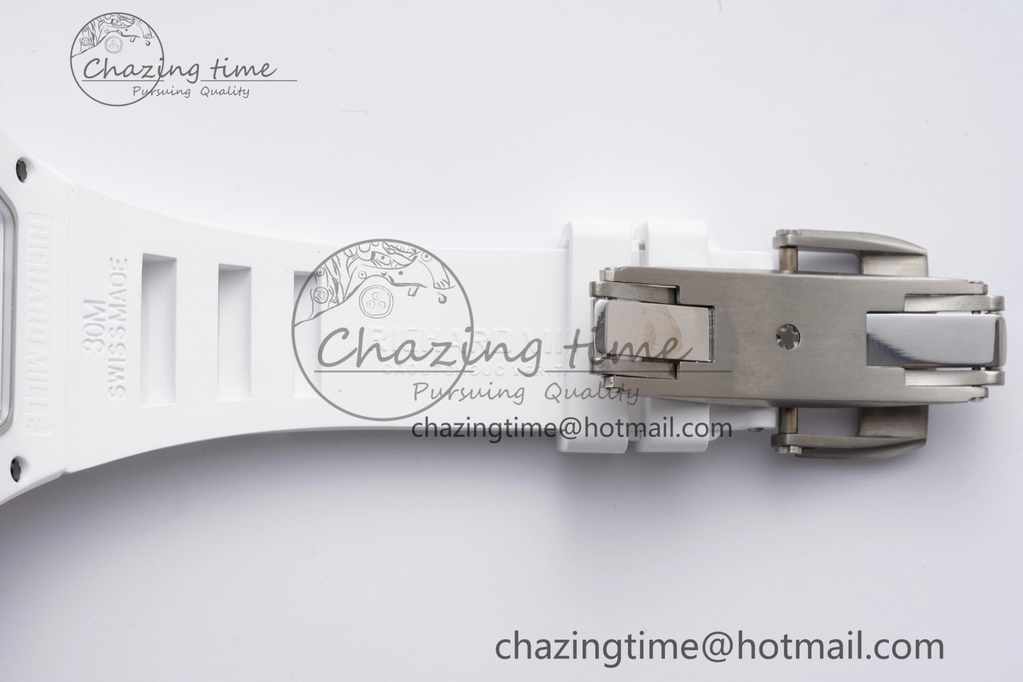 RM055 White Ceramic BBR Best Edition Skeleton Dial on White Rubber Strap Clone RMUL2 V2