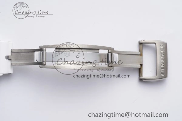 RM055 White Ceramic BBR Best Edition Skeleton Dial on White Rubber Strap Clone RMUL2 V2